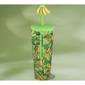 NEW Starbucks + Farm Rio Summer 2025 Yellow Green Banana Cup Tumbler 24oz